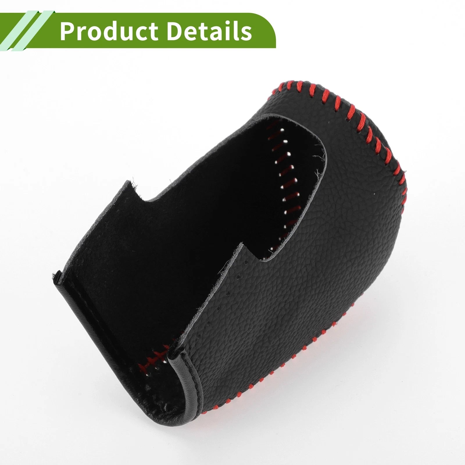 Gear Shift Knob Cover for Mazda 3 (2014–2018) Pebbled Black Red Faux Leather