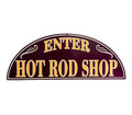 Hot Rod Shop Metal Sign for Universal Garage Decor (18 x 7 in)