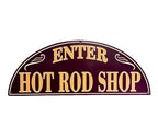 Hot Rod Shop Metal Sign for Universal Garage Decor (18 x 7 in)