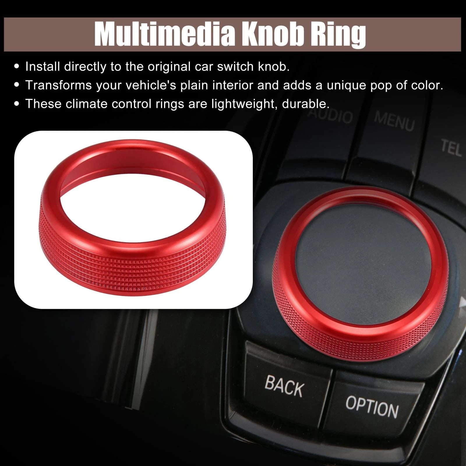 Multimedia Knob Cover Ring for BMW 1 2 3 4 5 6 7 Series X3 X4 X5 X6 (F01 F02) Red