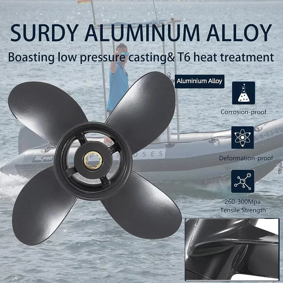 9 1/4x11 Aluminum Outboard Propeller for Honda 8-20HP (8 Tooth, RH)