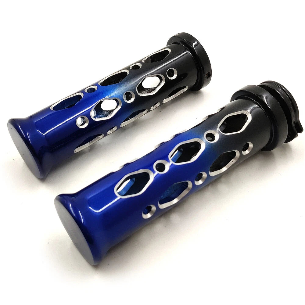 CNC Hand Grip Set of 2 Black Blue 7/8" 22mm for Honda Kawasaki Suzuki Yamaha