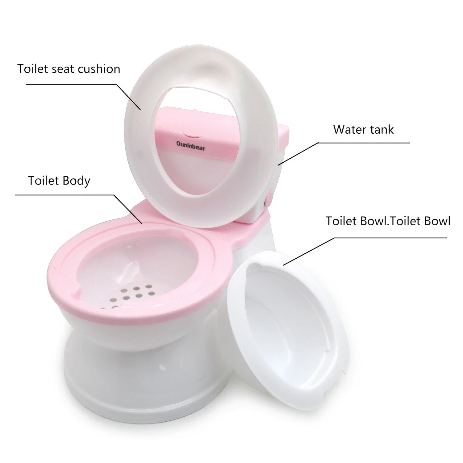 Toddler Potty Training Toilet for Kids with Flushing Sound Handle