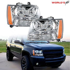 Set of 2 Headlights for Avalanche/Suburban/Tahoe (2007–2014) Chrome Amber