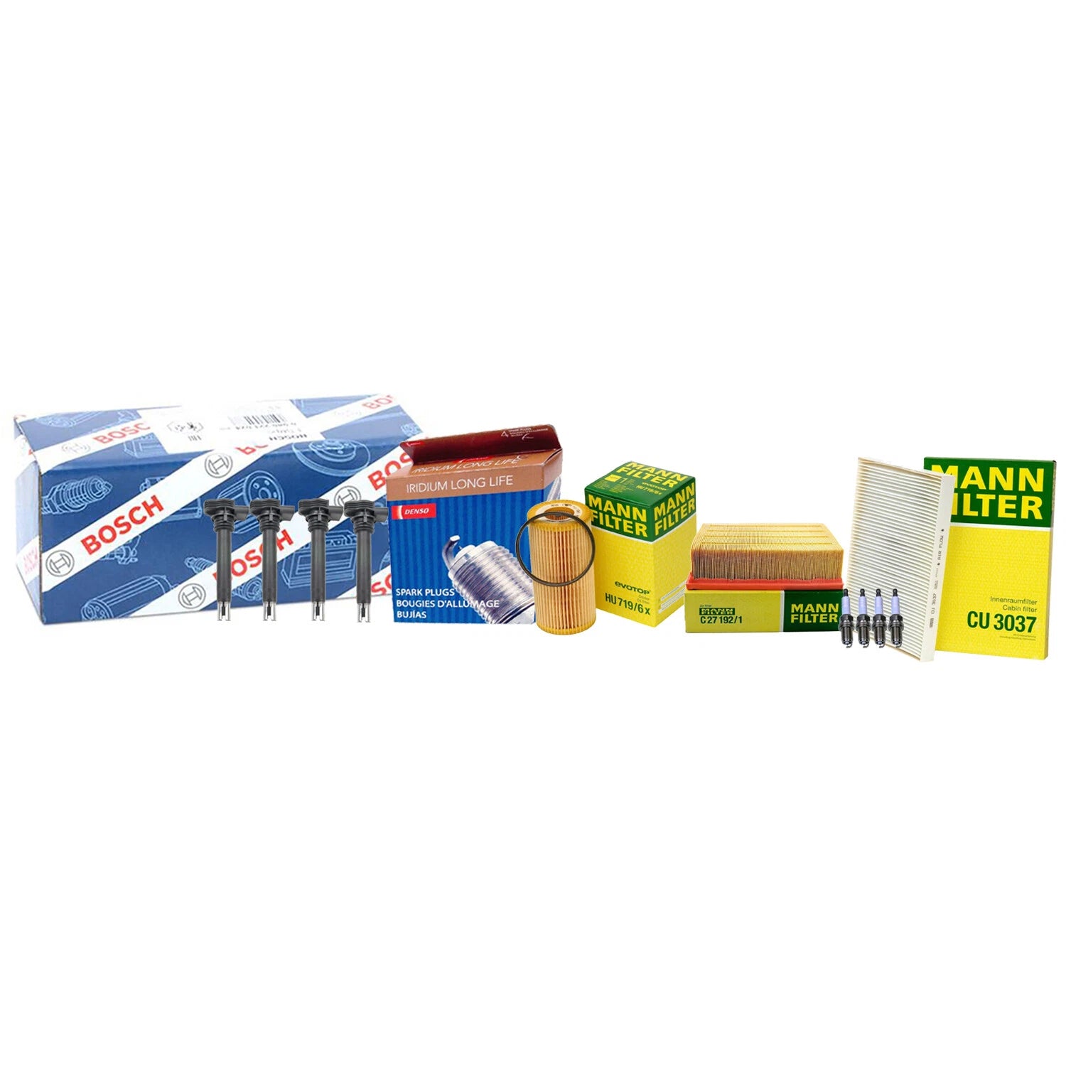 Set of 4 Spark Plugs & 4 Coils Tune Up Kit for Audi (2010–2015)