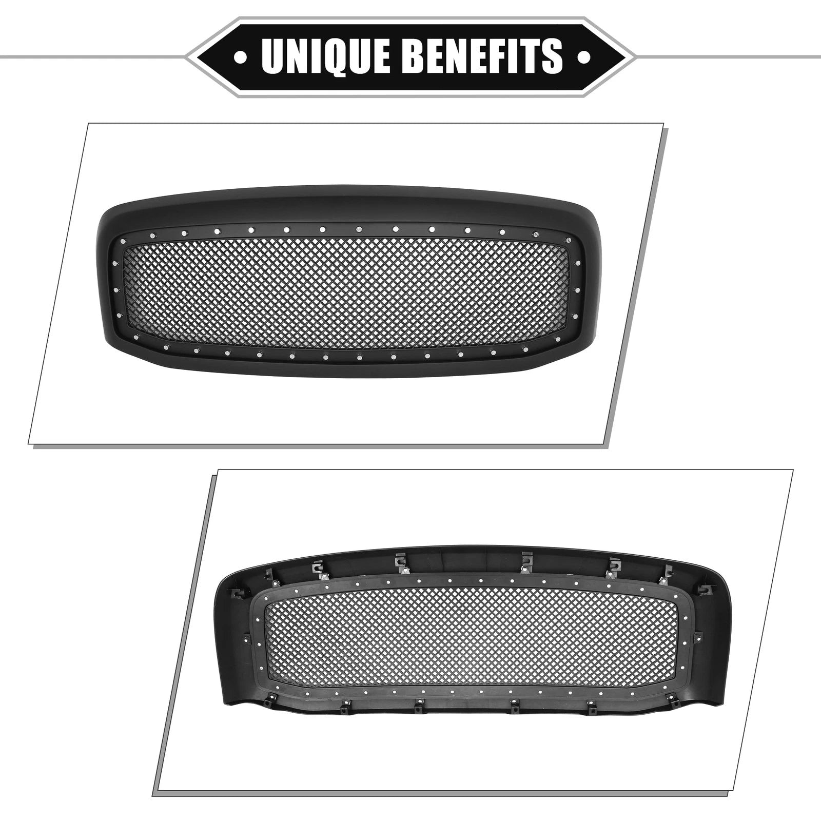 Front Grille Assembly with Rivet for Dodge Ram 3500 (2006–2009) Matte Black