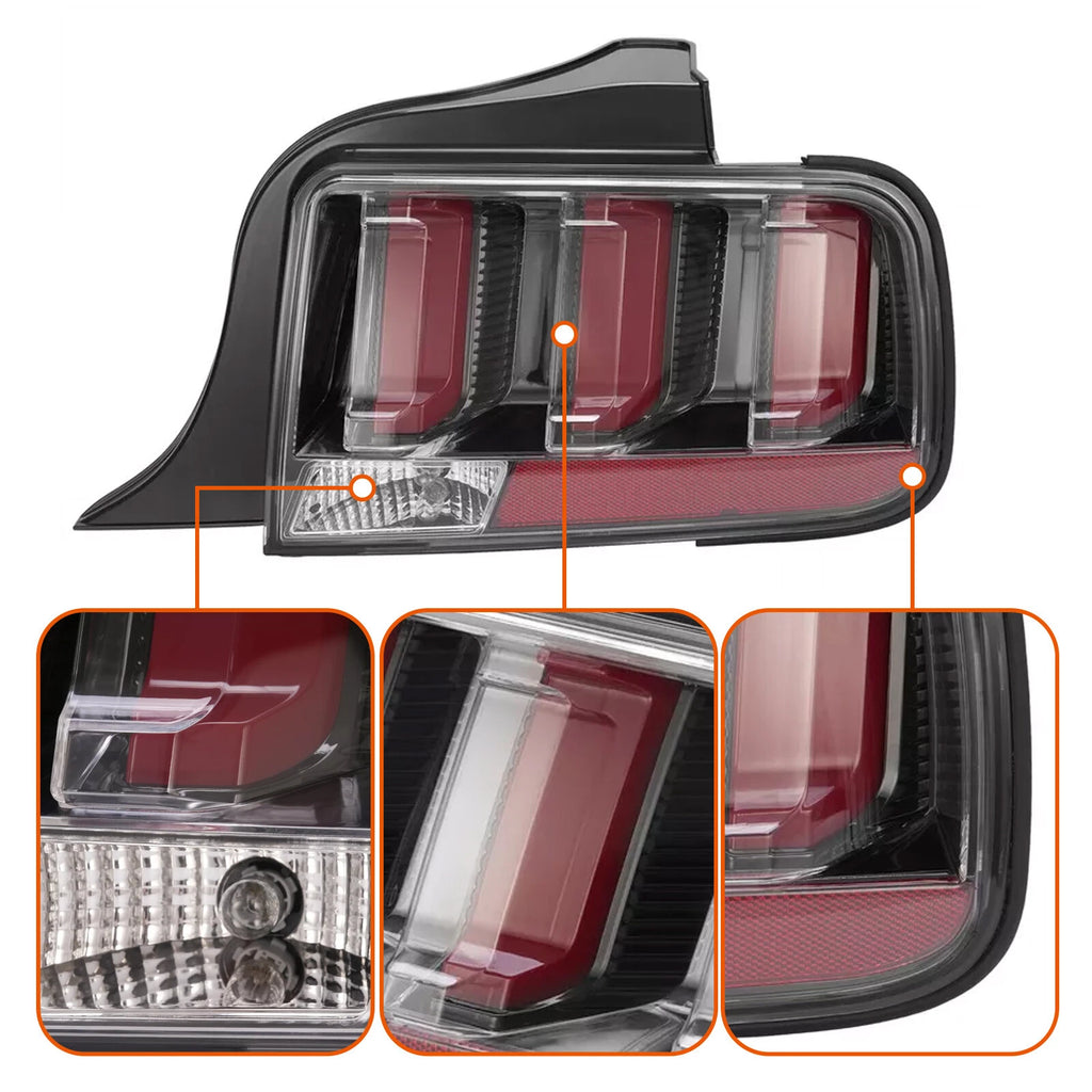 Clear LED Tube Tail Lights for Ford Mustang (2005-2009)