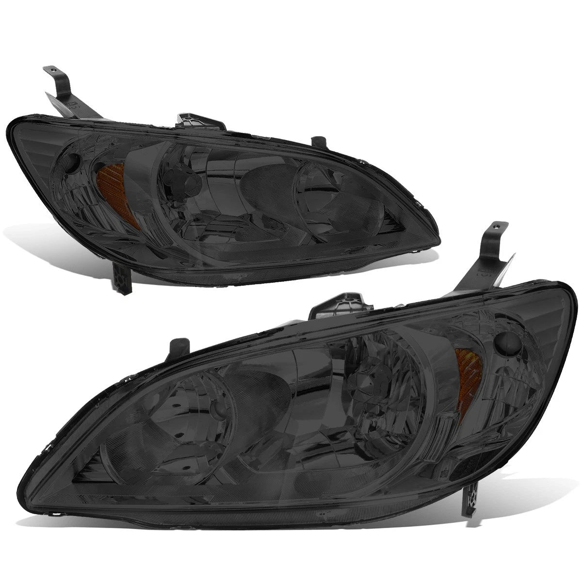 OE Style Smoked Amber Headlights for Honda Civic Sedan Coupe (2004–2005)