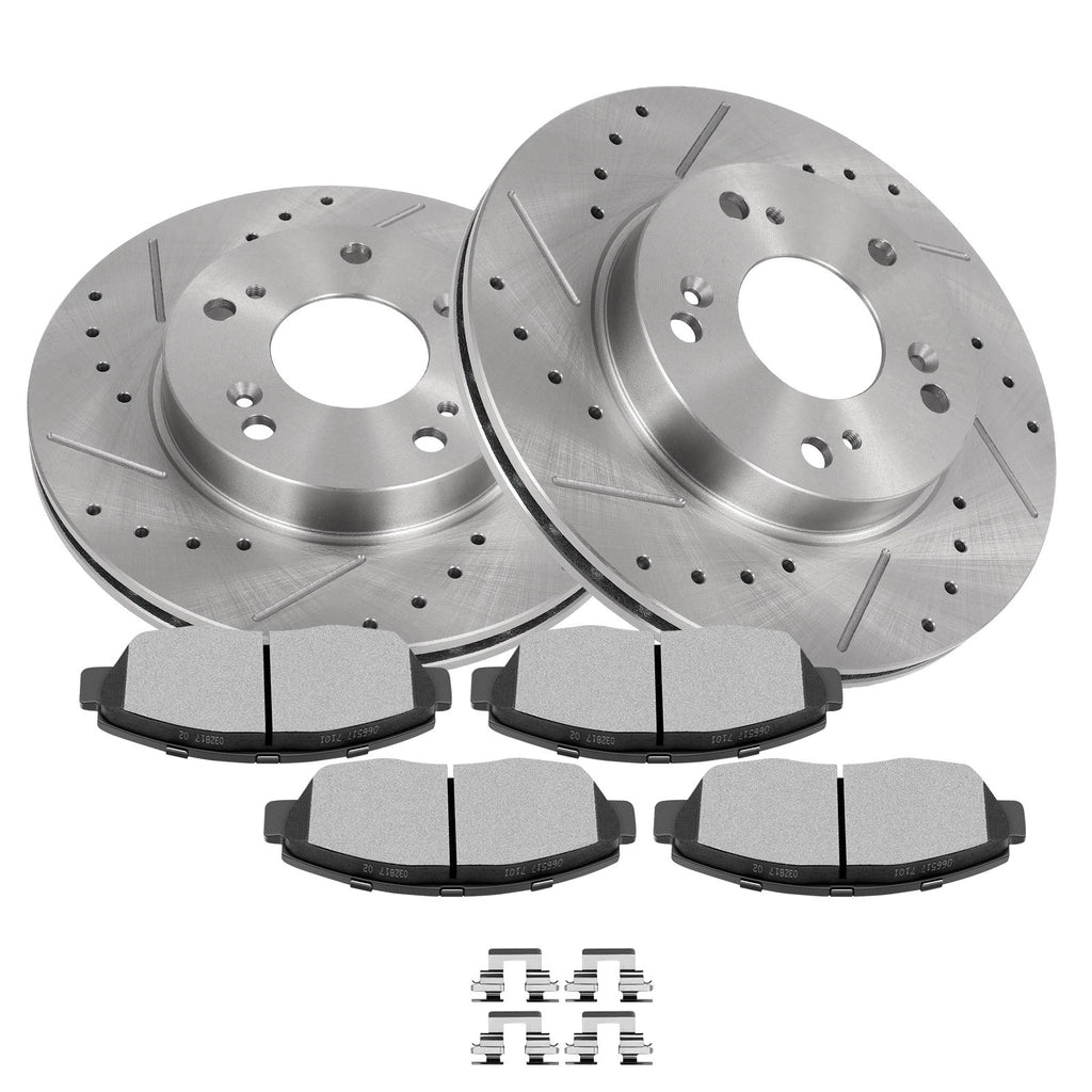 Front Rotors + Brake Pads for Honda Civic (2006–2011) Drilled & Slotted