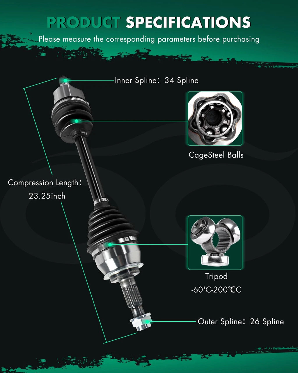 Front Left CV Axle Assembly for Mini Cooper (2002–2008)
