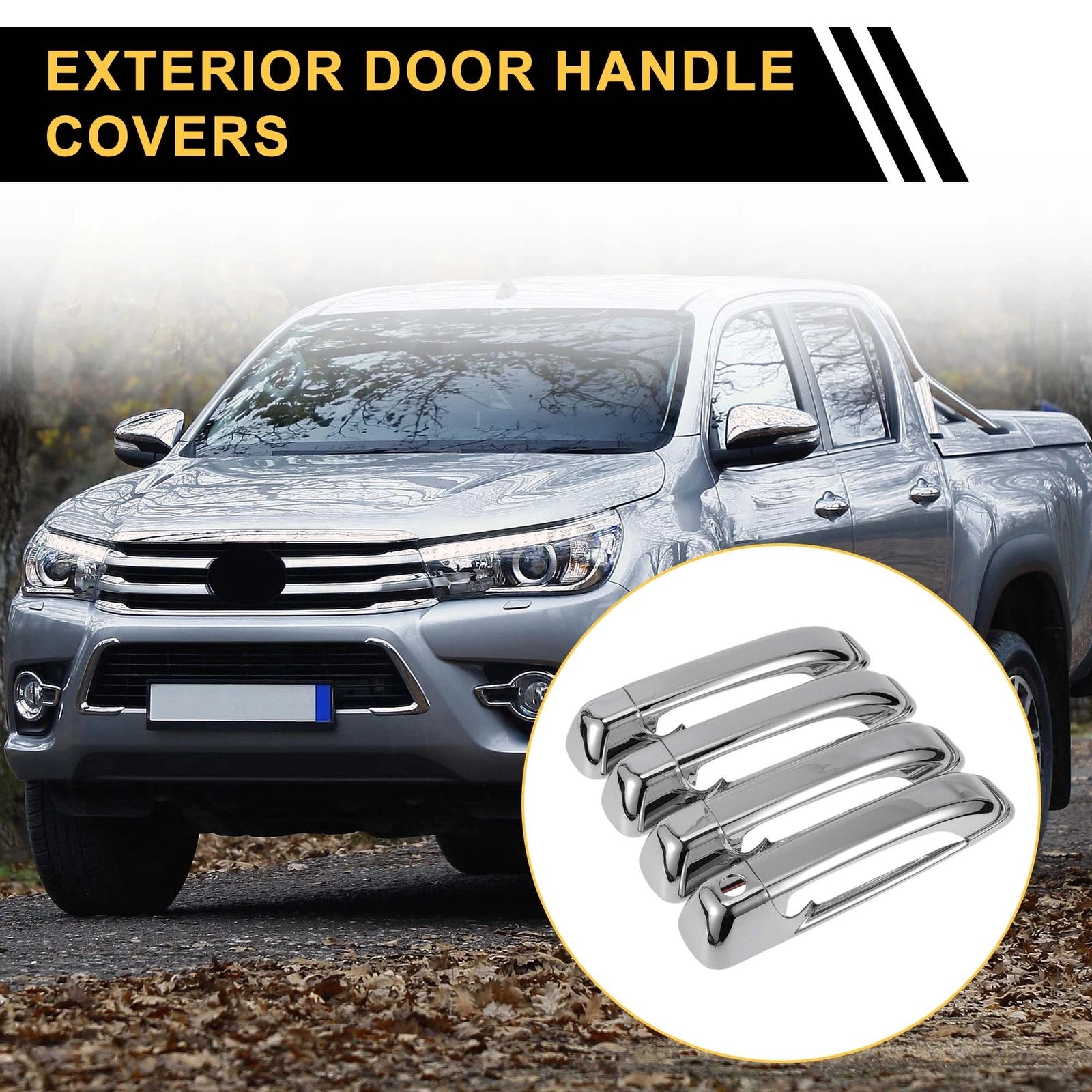 Set of 4 Car Door Handle Protectors for Dodge Ram 1500 (2009–2018) Silver Tone