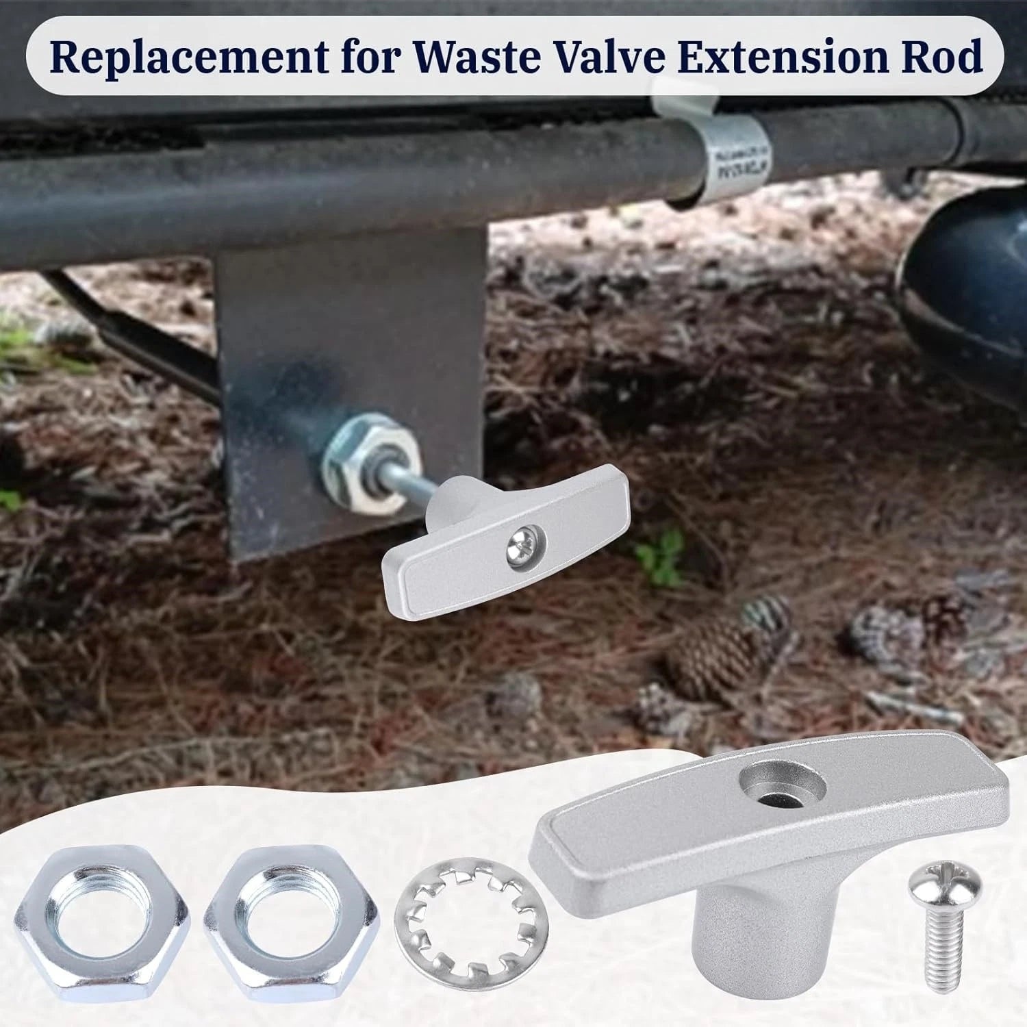 Set of 2 Aluminum RV Drain Valve Handles for Waste Valve Extension