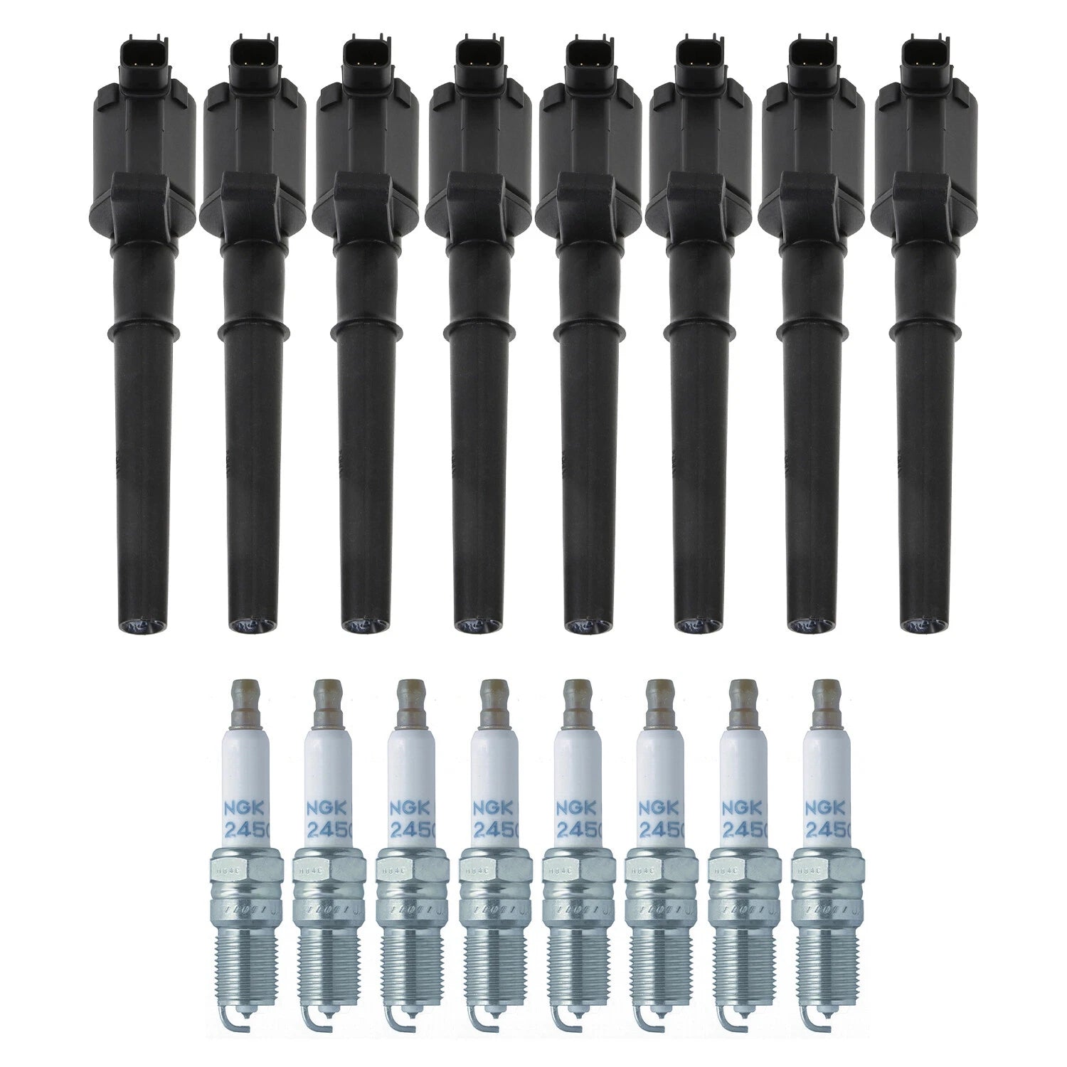 Set of 8 Ignition Coils & NGK Laser Platinum Spark Plugs for Ford Mustang