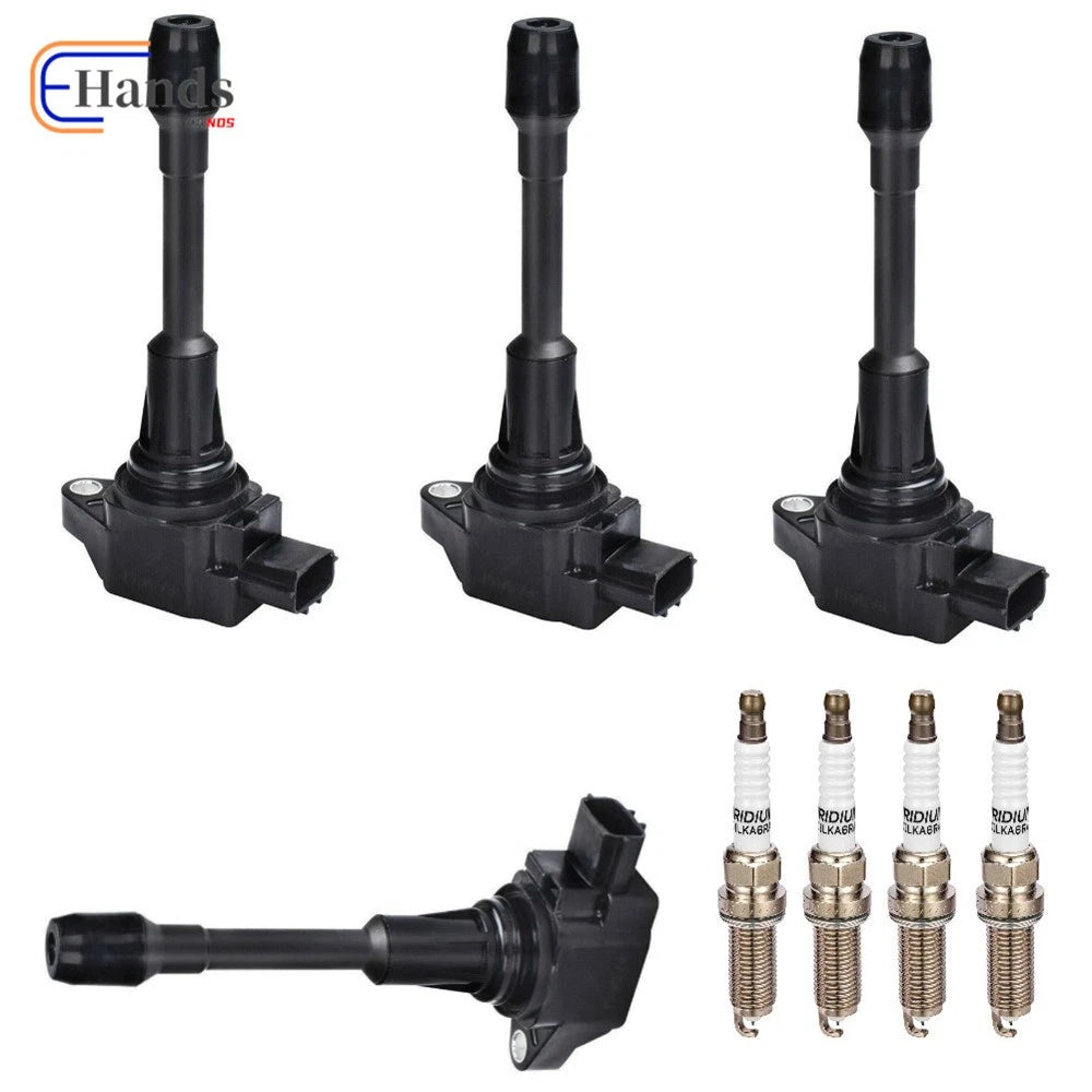 Set of 4 Ignition Coils + 4 Spark Plugs for Nissan Altima Cube 2.5L (2007–2012)