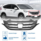 Front Upper Bumper Grille for Honda CR-V (2012–2014) Chrome Silver Tone