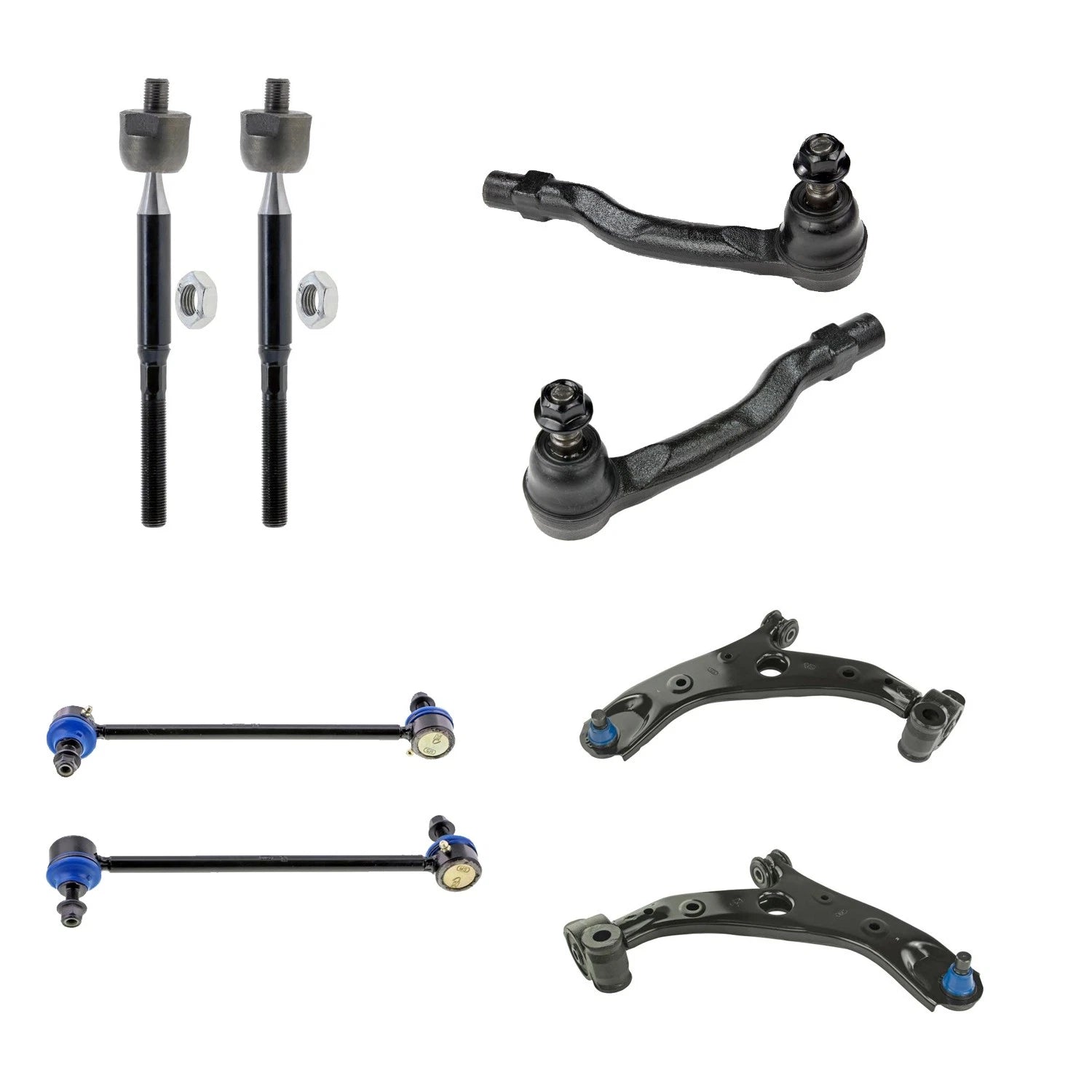 Mevotech Supreme Front Lower Control Arm Tie Rod Sway Bar Kit for Mazda 3 (2010–2013)