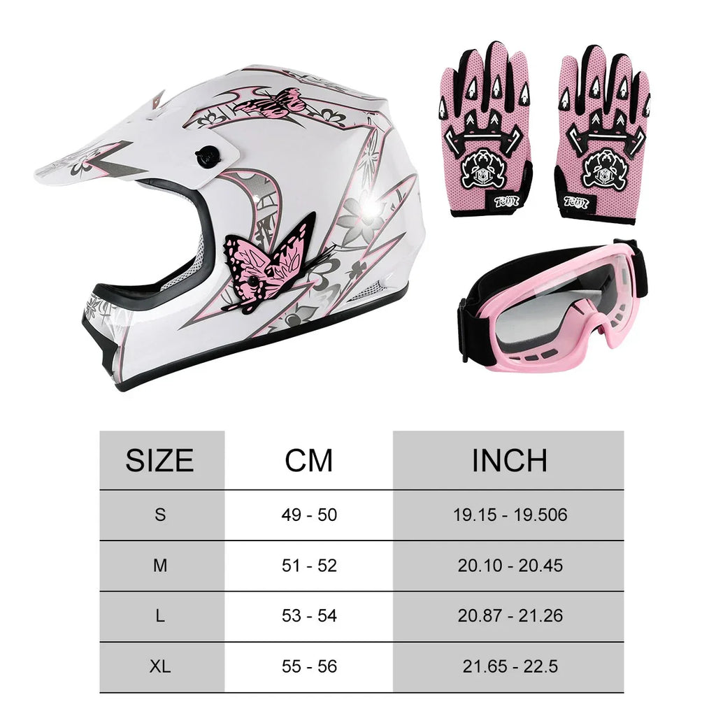 Youth Kid Pink Helmet for Motocross ATV Full Face Offroad (S/M/L/XL)