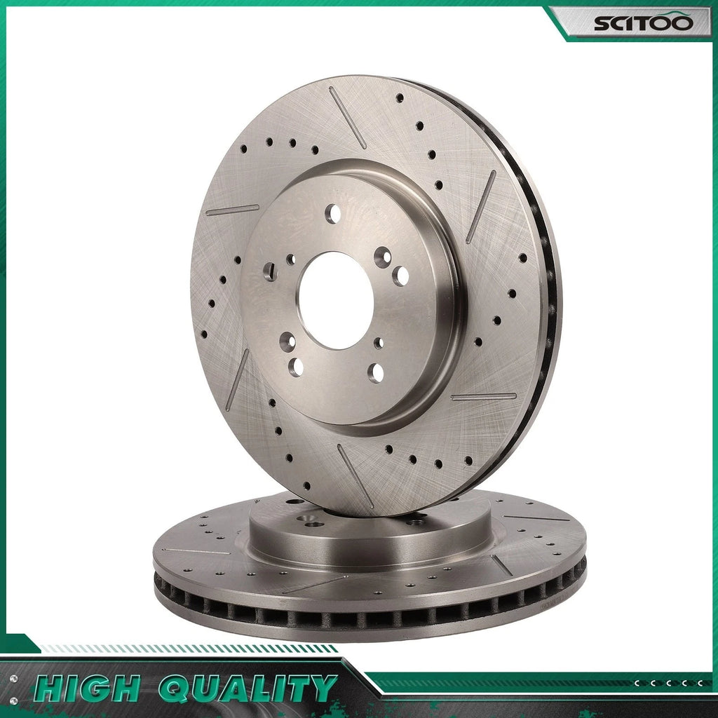 Front Drilled Slotted Brake Rotors for Honda Accord Crosstour Acura RDX (2008–2015)