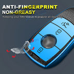 2Pcs Silver Blue TPU Smart Control Key Covers for Mercedes E S-Class (2010-2024)