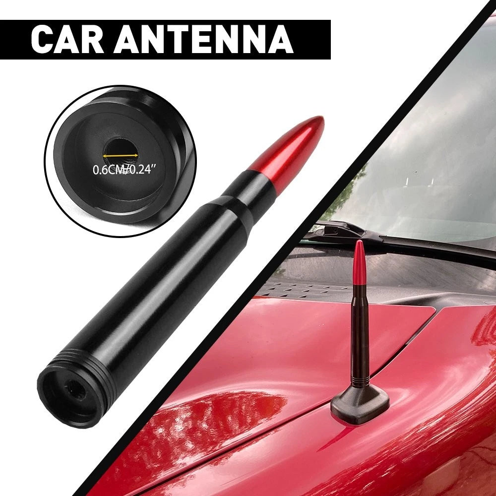 Bullet Antenna for Ford F150 (2015–2023) - Heavy Gauge CNC Machined Red 50Cal