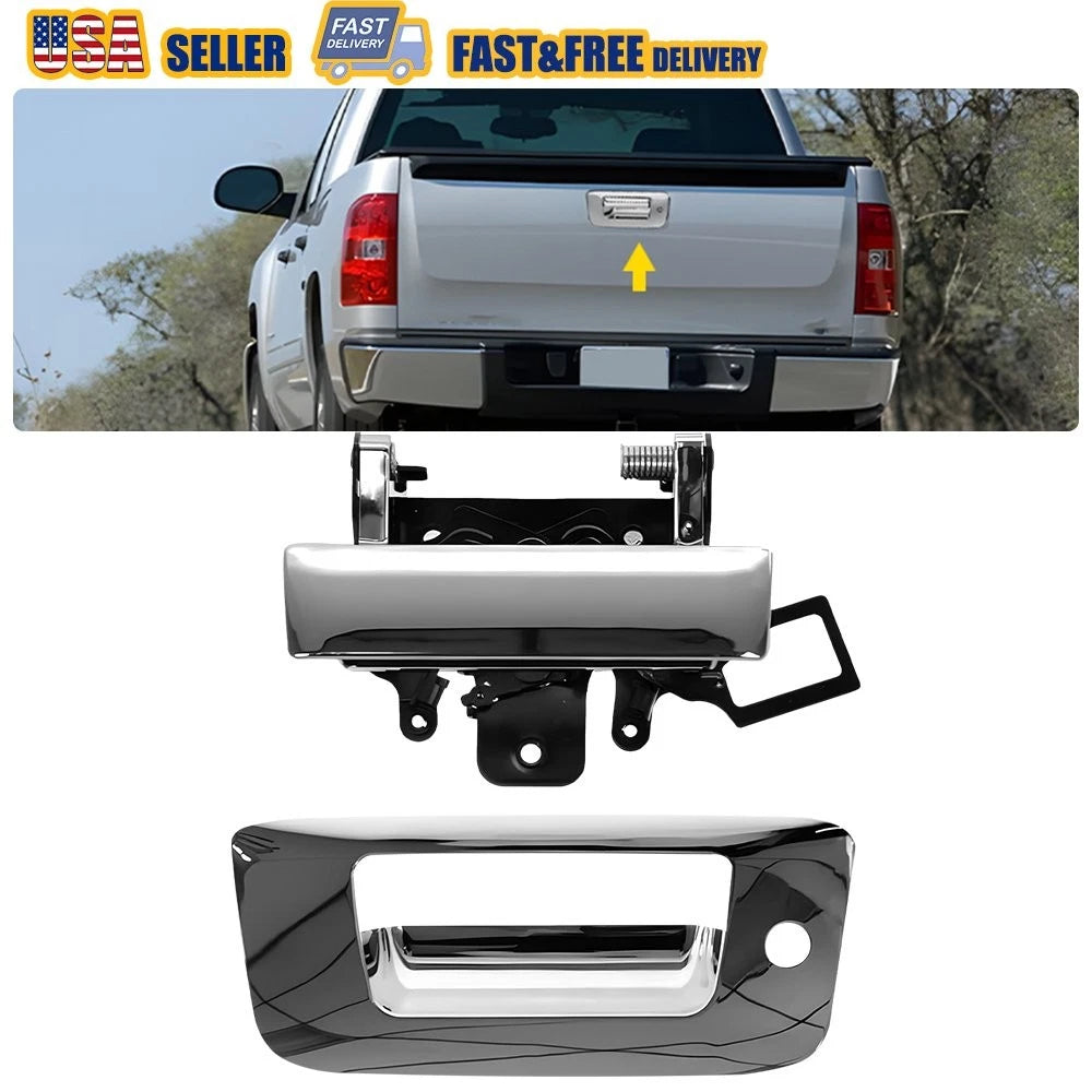 Set of 2 Chrome Tailgate Handles with Bezel for Silverado Sierra (2007–2014)