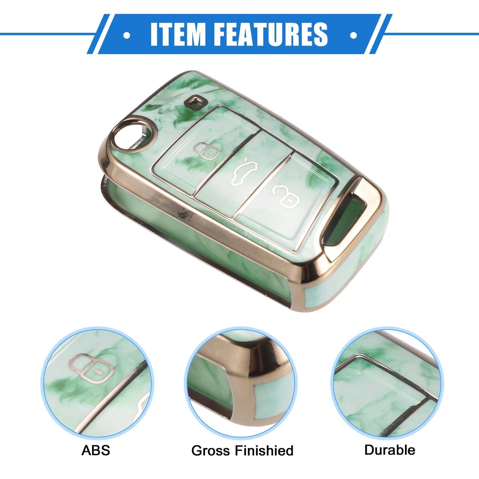 3 Buttons Remote Key Fob Case Cover for Volkswagen Golf 7, Polo 2G, 6R, 6C