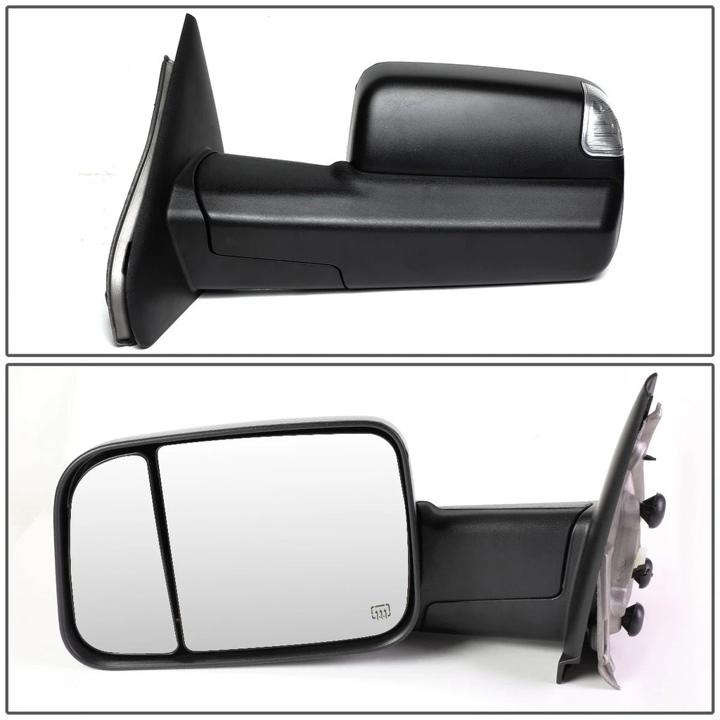 Pair of Powered Towing Side Mirrors for Dodge RAM (2002–2009) - Heated, Puddle Light
