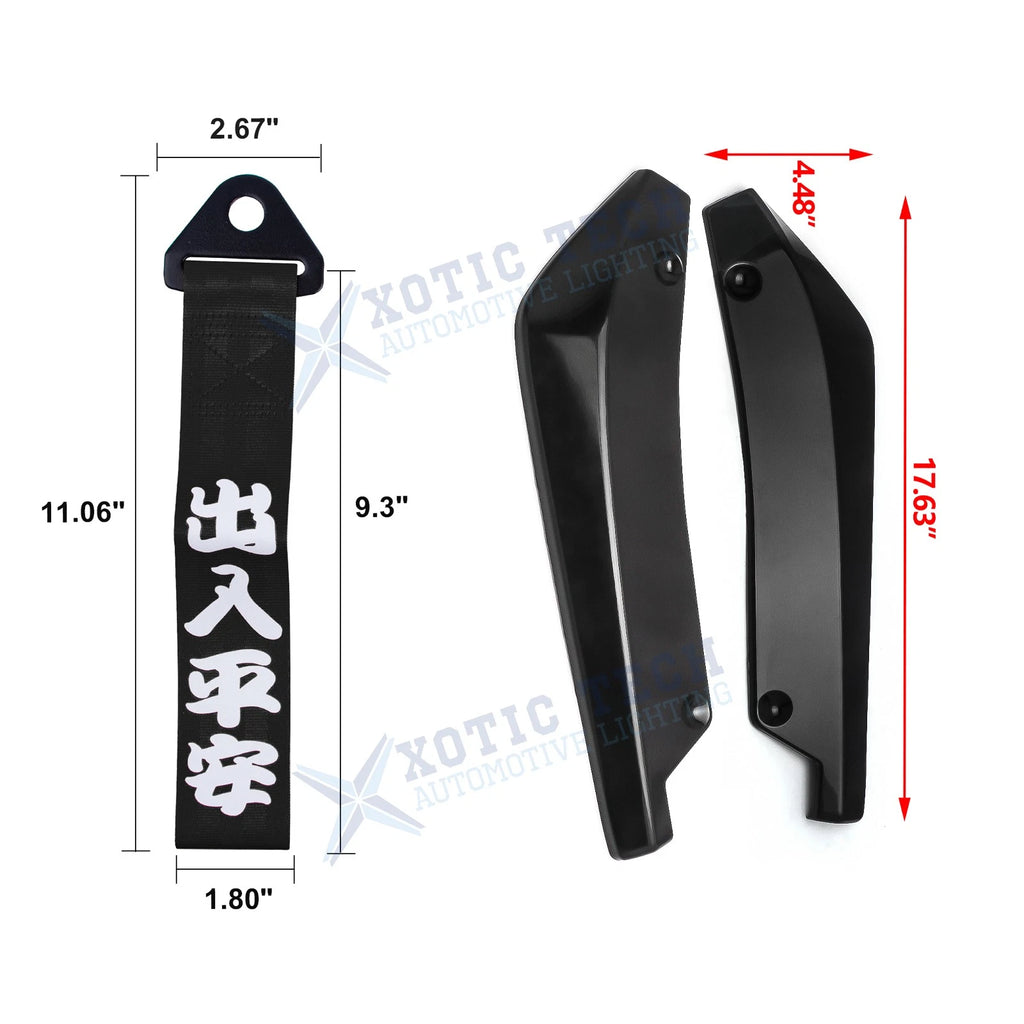 Racing Trailer Tow Strap Rocker Splitters Canard Diffuser Winglet Universal Fit (---)
