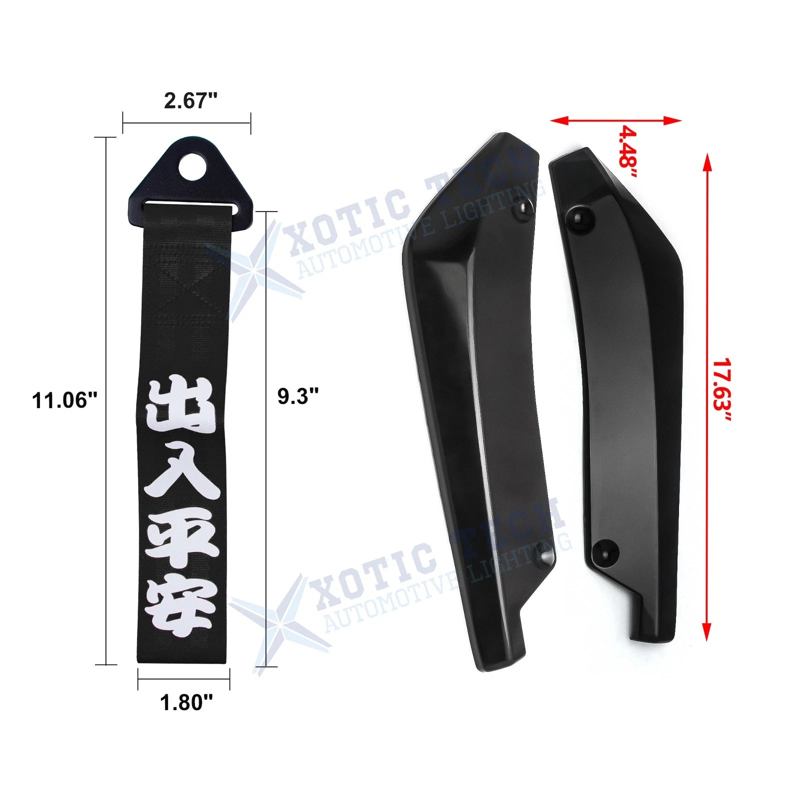Racing Trailer Tow Strap Rocker Splitters Canard Diffuser Winglet Universal Fit (---)
