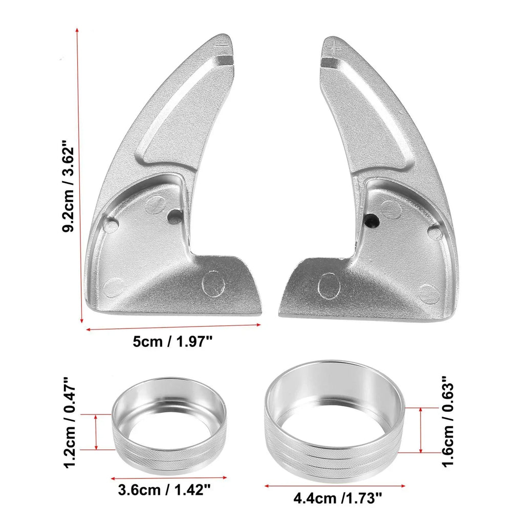Silver Tone Inner Paddle Shifter Set & AC Volume Knob Cover for Dodge Charger