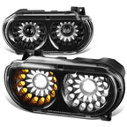 LED DRL Turn Signal Projector Headlights for Dodge Challenger (2008–2014)