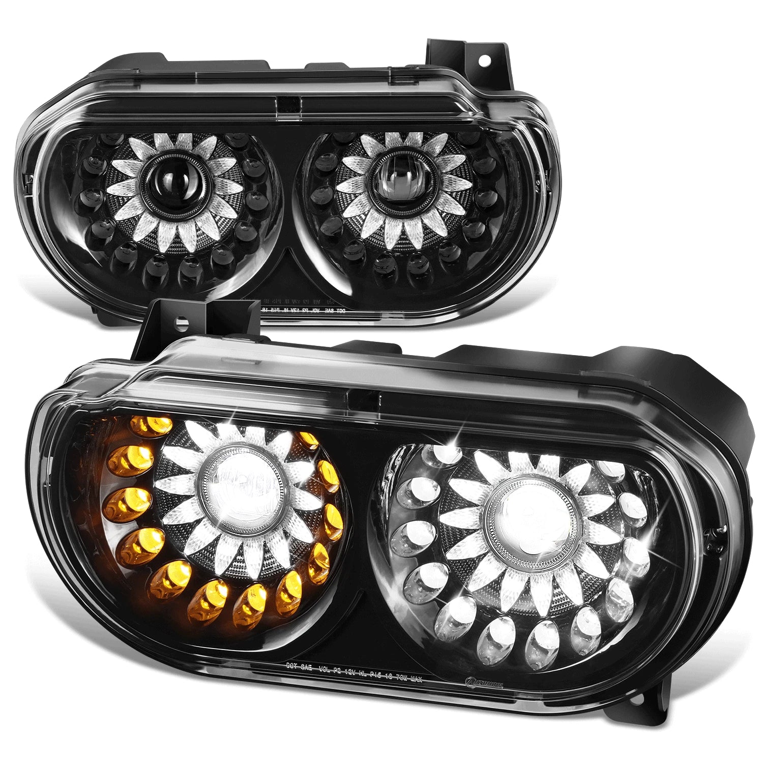 LED DRL Turn Signal Projector Headlights for Dodge Challenger (2008–2014)
