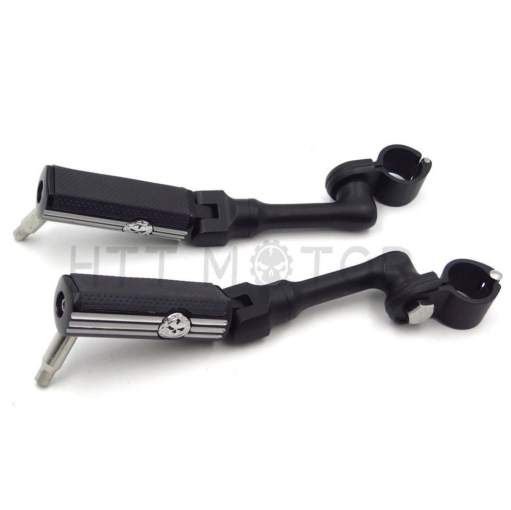 Gear Skull 1" 25mm Footpeg Mounting Kit for Motorcycle (Chrome, Black)