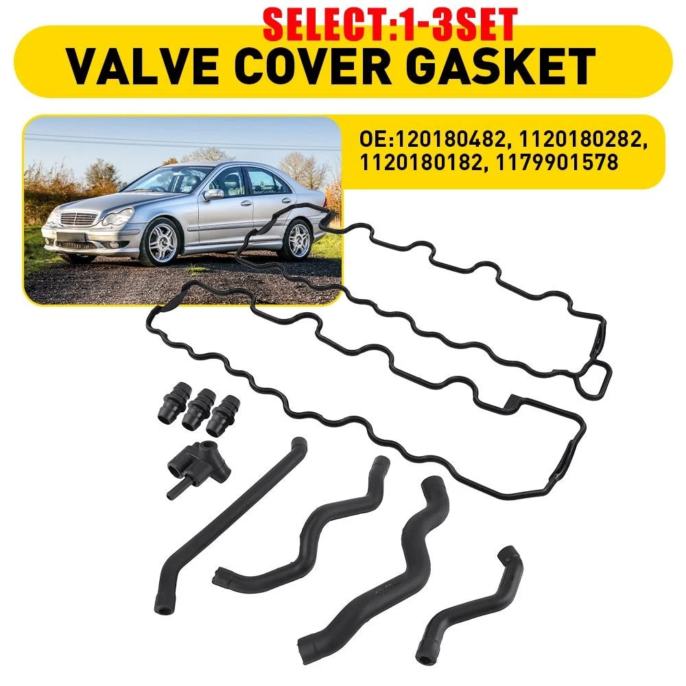 Valve Cover Gasket Kit & Crank Case Hose for Mercedes C240 C280 C320 (2000–2005)