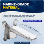 Folding Mast Step for Marine Applications (Stainless Steel, Rubber Pad)