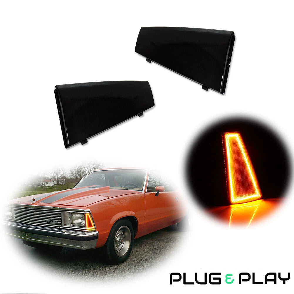 2X Front Amber LED Side Marker Lights for Chevrolet Malibu El Camino (1980–1981)