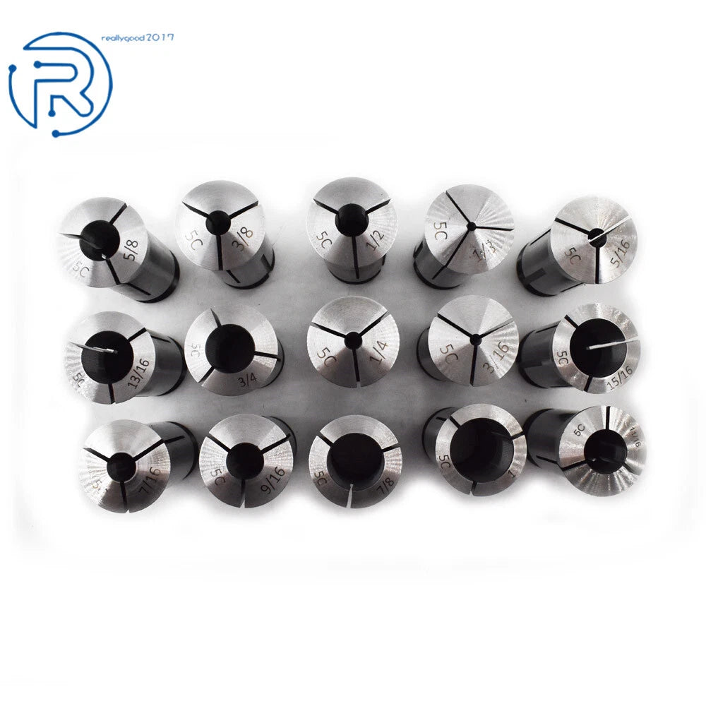 Set of 15 High Precision 5C Round Collets for Various Applications