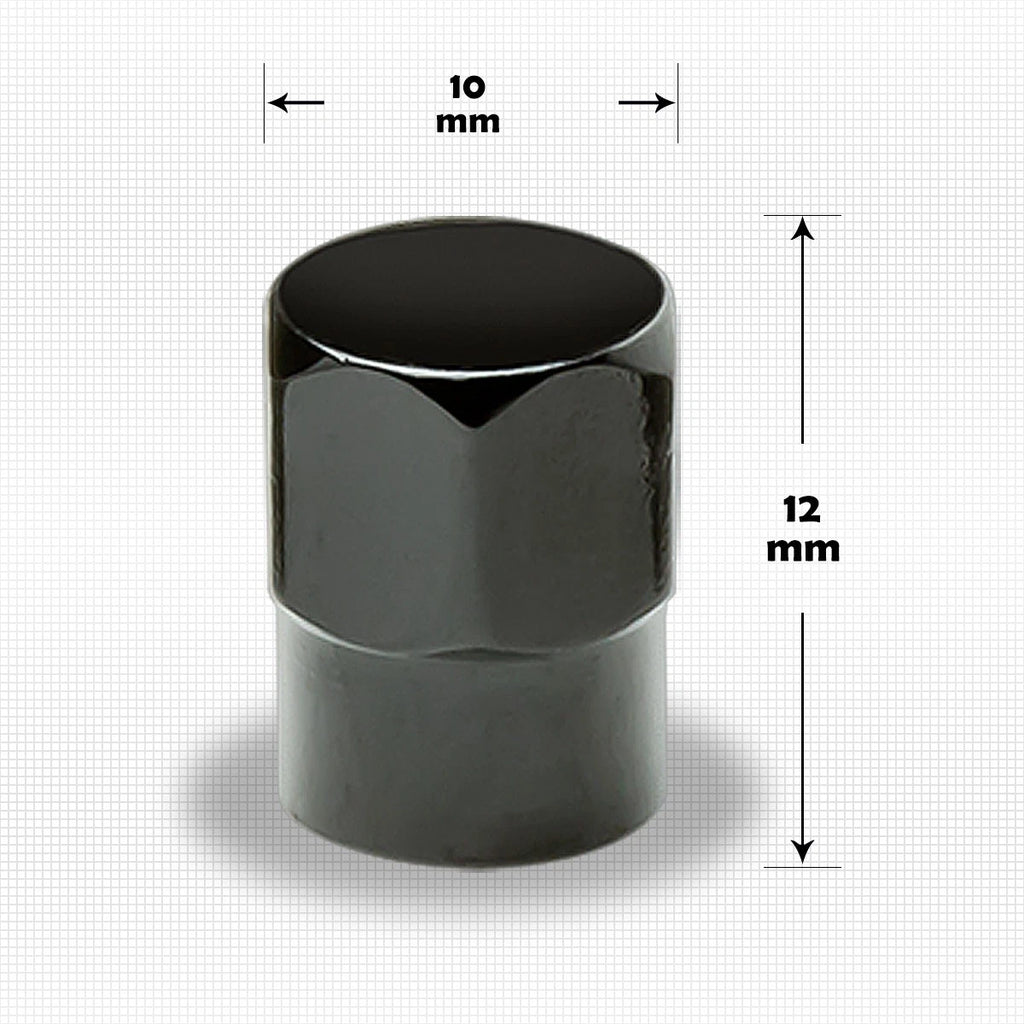 Set of 4 Black Aluminum Tire Stem Caps for Universal Vehicles