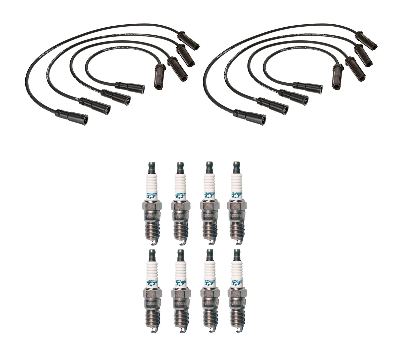 Denso Wire Set & 8 Iridium TT Spark Plugs for Chevrolet GMC V8 (0.040)