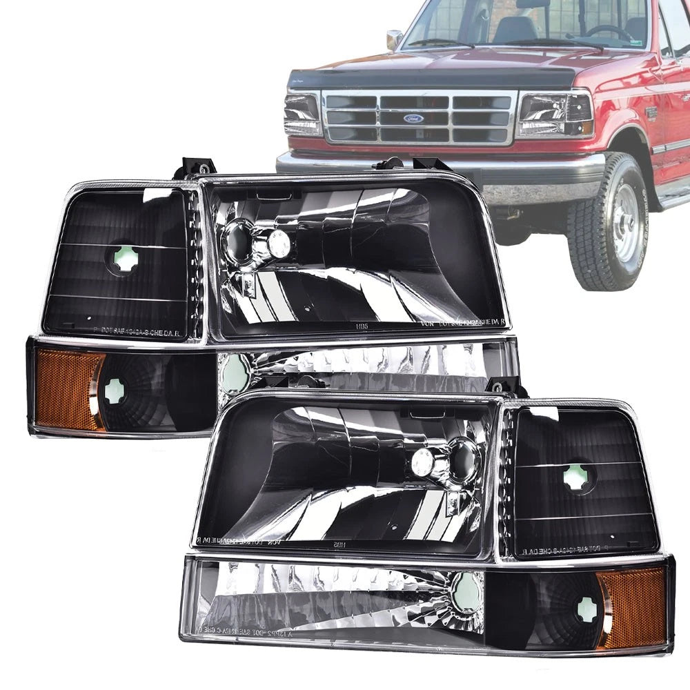 Headlights with Bumper Corner Lamps for Ford F150 F250 F350 Bronco (1992–1996)