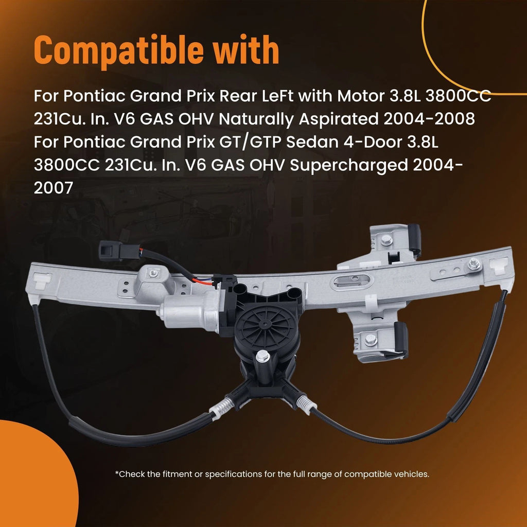 Rear Left Power Window Regulator with Motor for Pontiac Grand Prix (2004-2008)