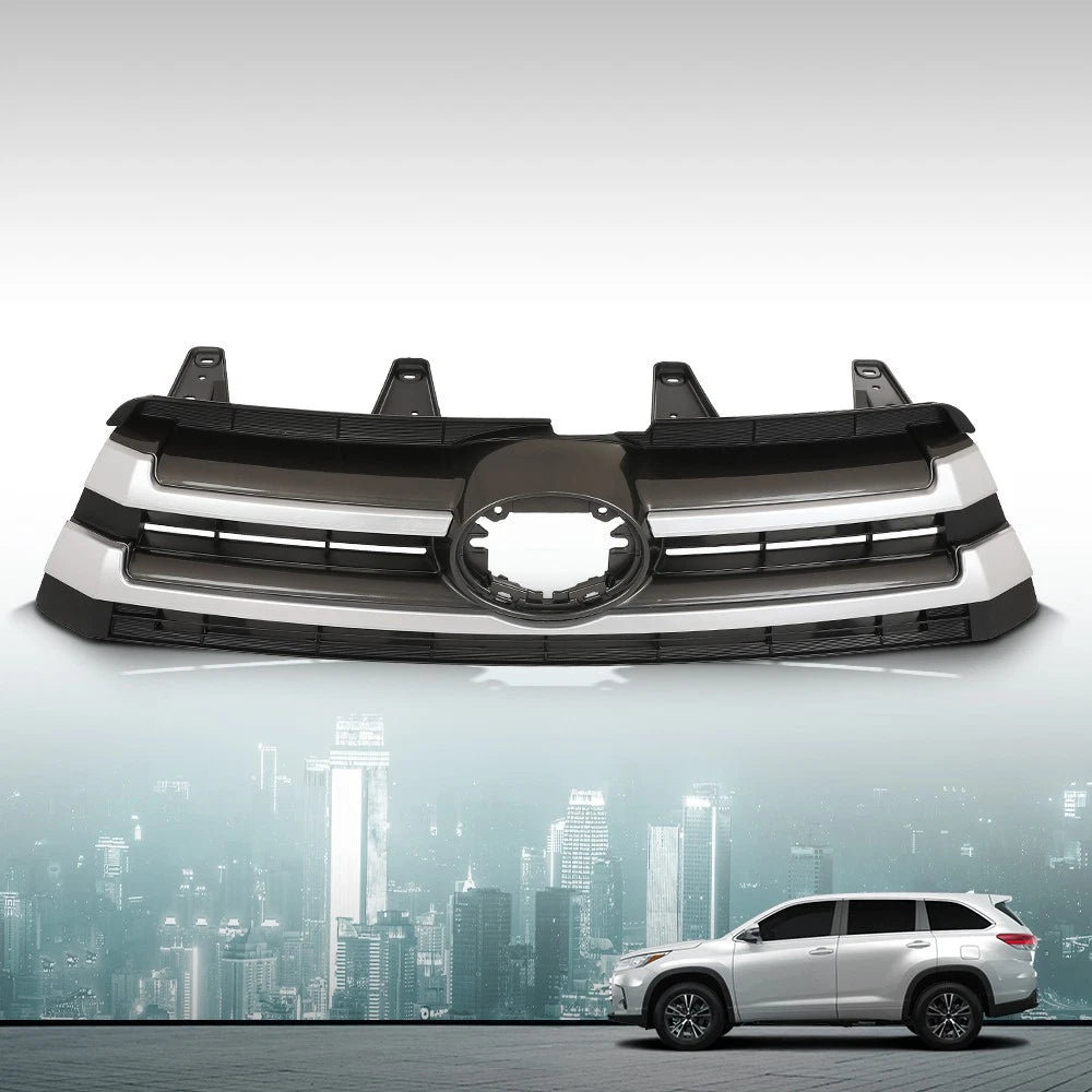 Front Bumper Upper Grille for Toyota Highlander (2017–2019) Black & Chrome