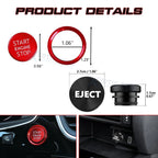 Aluminum Engine Start + Black Cigarette Lighter Button Trim for Audi A4 S4 (2010-2016)