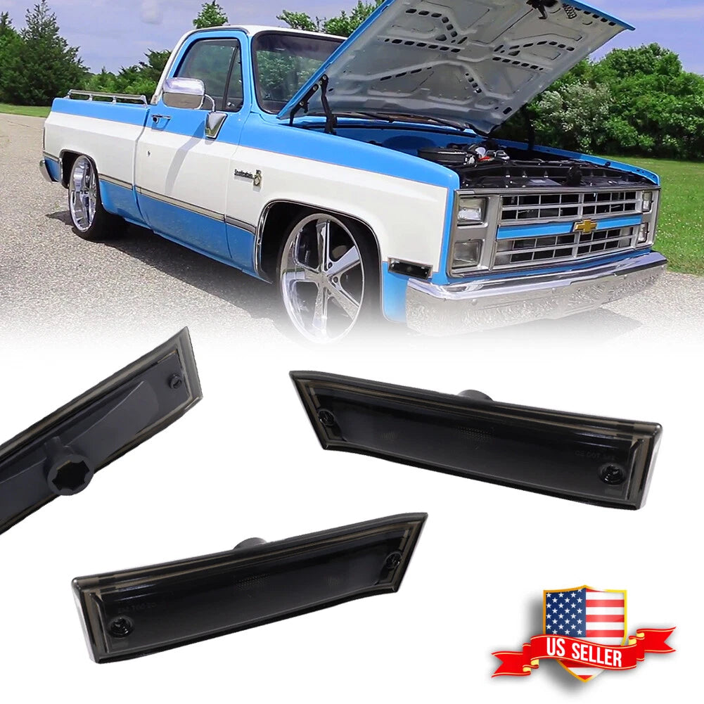 Smoked Front Side Marker Lights for Chevrolet C10 C20 C30 GMC C1500 C2500 (1981–1991)