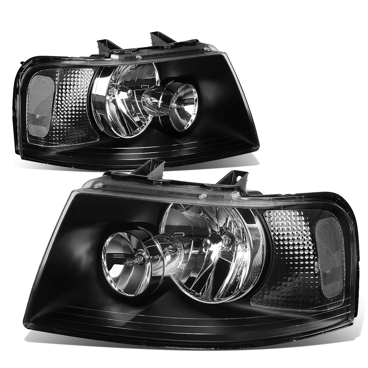 Pair of Headlights for Ford Expedition (2003–2006) - Black Housing, Clear Corner