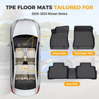 Set of 3 TPE Rubber All Weather Floor Mats for Nissan Sentra (2020–2025)