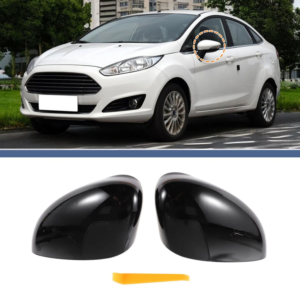 Mirror Cover Cap Set of 2 for Ford Fiesta MK7 (2008–2017) Gloss Black