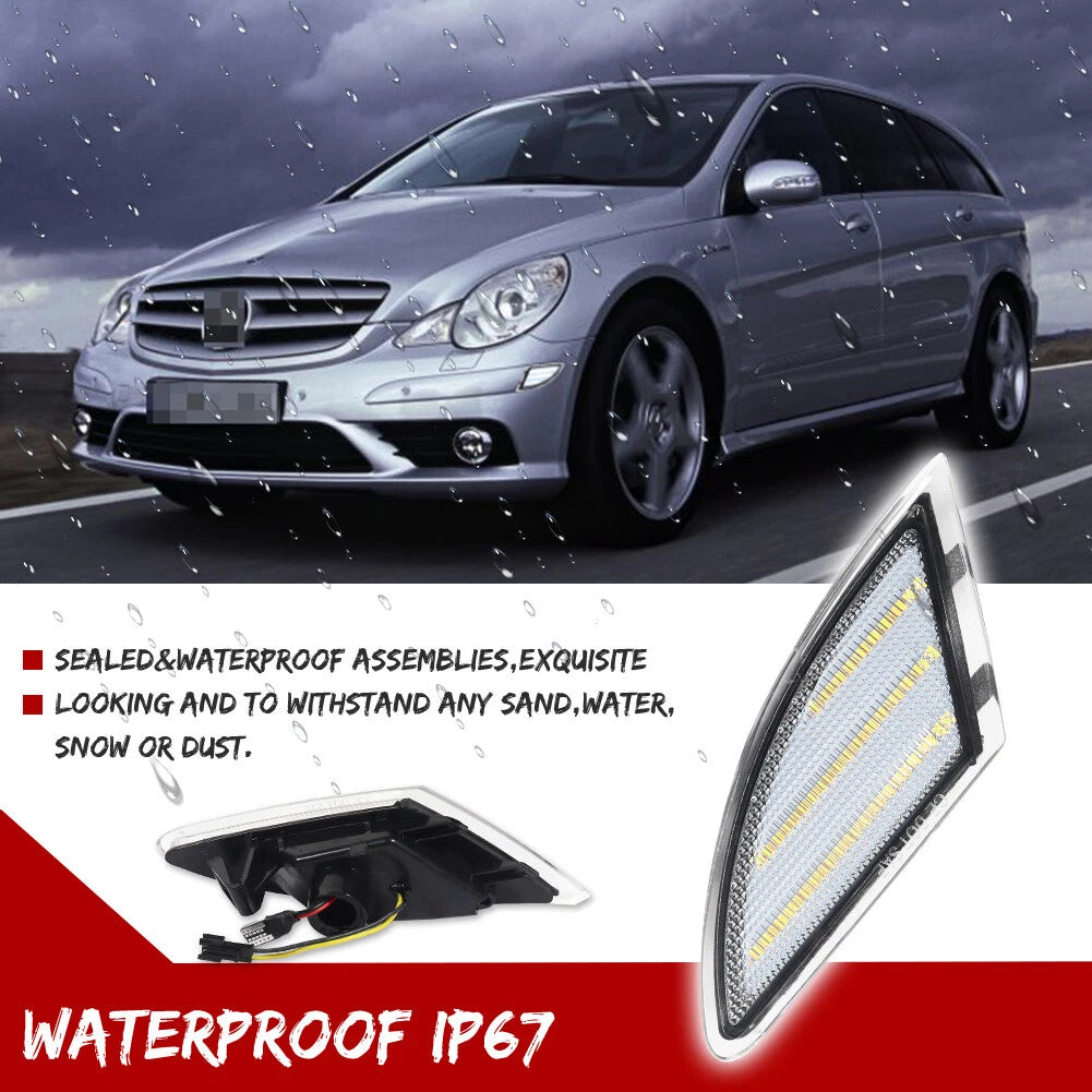 Clear Lens White LED Side Marker Lights for Mercedes W251 R-Class (2006–2010)