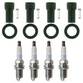 Set of 4 NGK Standard Spark Plugs & Coil Boots for Hyundai Accent, Kia Rio