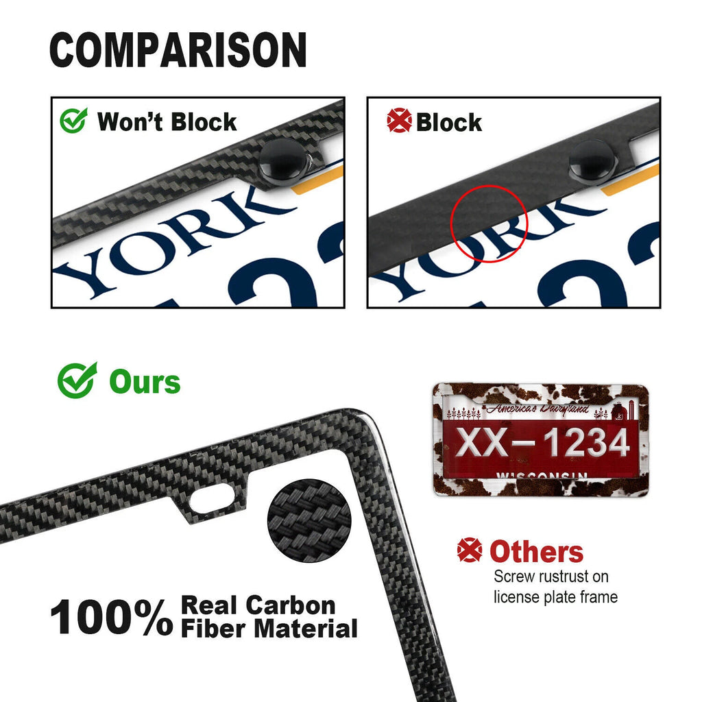 Carbon Fiber License Plate Frame for Cars (4 Holes)